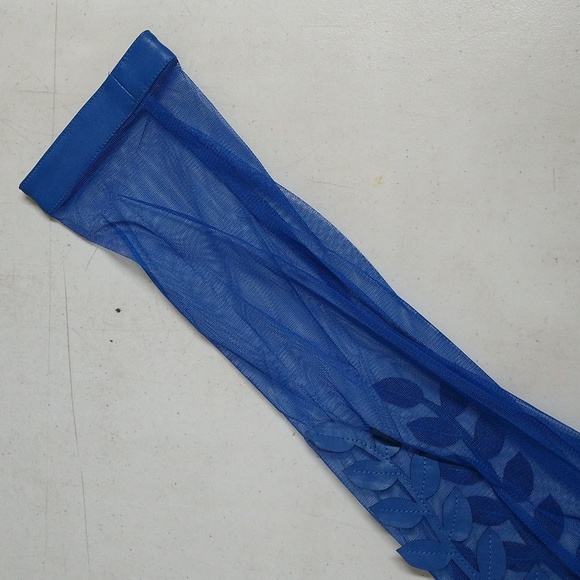 NEW! Colleen Lopez Mesh Leaf / Floral Faux Leather Jacket, Rich Blue - Picture 8 of 13